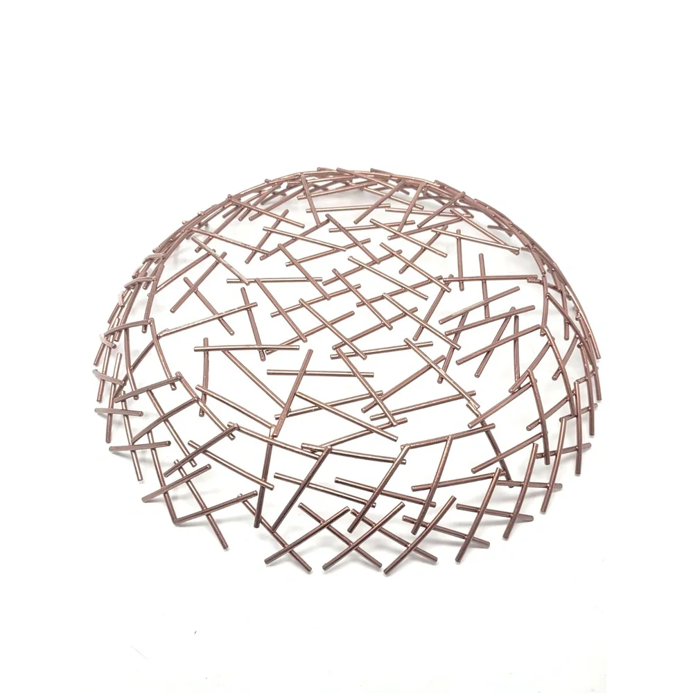 15.75 Inch Round Metal Wire Decorative Bowl Crosshatch Fruit Tray Centerpiece